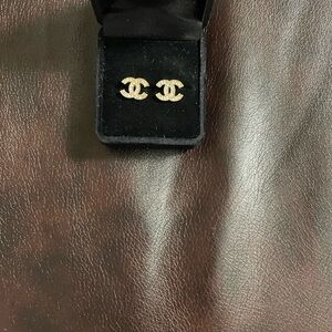 Gold-Tone Logo Stud Earrings for Women.  They have sparkly CZ’s ; NEW.